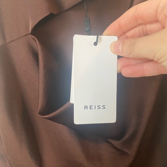 NWT Reiss Julietta brown satin midi dress size 4 - Picture 8 of 8